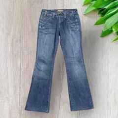 ヤヌーク(F)デニムパンツ ジーパン ジーンズ フレア レディース ブルー 定番
