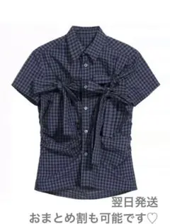 W RIBBON CHECK BLOUSE 同型　uenui好きさん♡