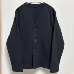 ワッフル生地 カーディガン　黒　M
