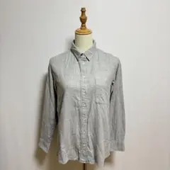 ユニクロ　長袖　コットン100%ネルシャツ（M）グレー系　レディース　秋