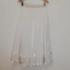 美品！！【イチオク】　ホワイト シフォン フレアスカート　フリーサイズ