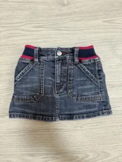 デニムミニスカート 赤紺ウエストバンド