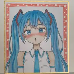 初音ミク ファンアート 手描きイラスト 色紙