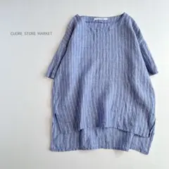 CUORE STORE MARKET ⿻ リネン ストライプシャツ 春夏 ブルー