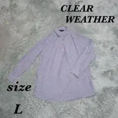 CLEAR WEATHER (L)長袖ブラウス ストライプ 2Way カジュアル