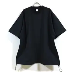 新品 裾ドローコード ビッグシルエット Tシャツ 半袖 メンズ ブラック M