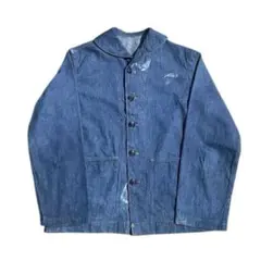 us navy ショールカラー　デニムカバーオール　ヘチマ　40s 50s