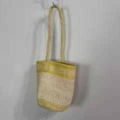 ●美品● ミニサイズ イエロー系 サイザルバッグ ワンハンドル