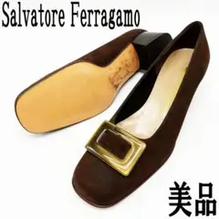 【美品】Salvatore Ferragamo パンプス 7B ダークブラウン