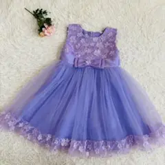 【美品】ラベンダー花柄ドレス 110サイズ フォーマル