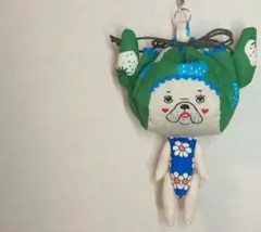 フレンチブルドッグちゃん　頭巾着人形　顔刺繍　ほっぺハート