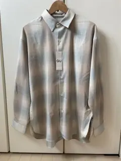 新品タグ付◆GU チェック柄 スリットロングシャツ◆Ｓサイズ