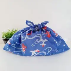 あずま袋◆手拭い◆エコバック◆コンビニバック◆ハンドメイド【和柄金魚・青】