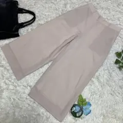 極美品　インディヴィ　ガウチョパンツ　ベージュ　ウエストゴム　40 Lサイズ