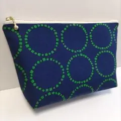 北欧 ドットサークル ハンドメイド ポーチ マルチポーチ ファスナーポーチ