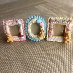 カントリー雑貨　くま　置物　写真立てセット