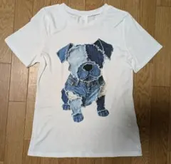 新品未使用／ユニーク！デニムDog／レディースＴシャツＳ／ワンちゃん好きさんに！