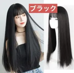 【新品！未使用！】ウィッグ　ロングストレート　ブラック　かつら　自然　イメチェン