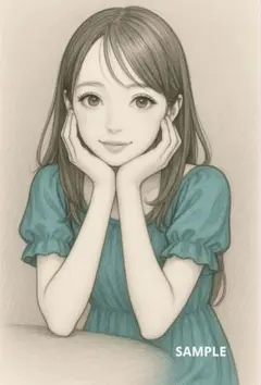 美少女イラスト 青いドレスの少女 夏の風を感じるNo.29