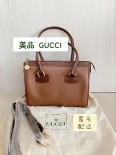 美品OLD　GUCCI★オールドグッチ　ハンドショルダーバッグ　茶ブラウン☆上品