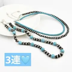 3本セット　重ね付け　じゃらじゃら　ナバホ　インディアンジュエリー　ターコイズ