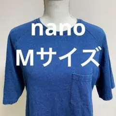 nano 青 ラグラン袖 ポケット付き Tシャツ Mサイズ トップス