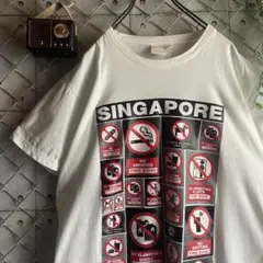 SINGAPORE シンガポール 禁止事項 Tシャツ ビッグプリント L程