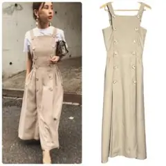 アメリ エプロンワンピース BUTTON MOTIF APRON DRESS