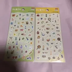 【廃盤】ダイソー シール デイトゥーデイ かいもの＆あさごはん 2枚セット