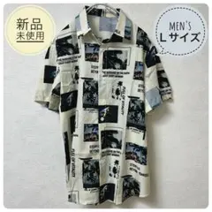 【新品・未使用】フォトプリント アロハシャツ メンズ Lサイズ