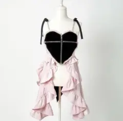 AVENCHUMU Zip heart & chain ruffle gilet