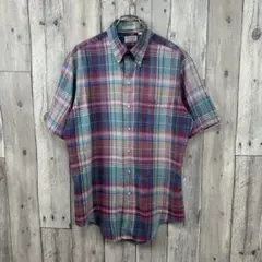 Leon&Sons Ltd. 米国製 半袖 ボタンダウン チェック シャツ L