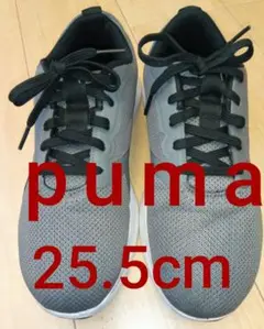 PUMA メンズ スニーカー 25.5cm　ソフトライド 幅広 軽量 グレー