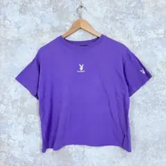 プレイボーイ　半袖ロゴTシャツ　パープル　カジュアル　PLAYBOY　ラビット