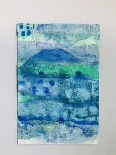 抽象画　コラージュ　アート　原画　ポストカードサイズ