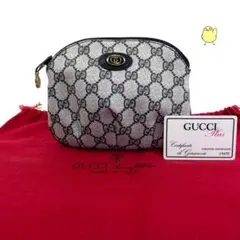 極美品 GUCCI グッチ オールドグッチ ポーチ ハンドバッグ ネイビー