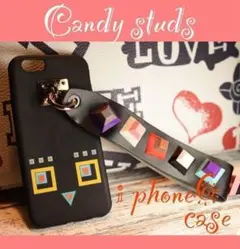 g93○iPhone6/6s カラフルスタッズスマホケース スタッズベルト
