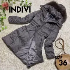 INDIVI インディヴィ ダウンロングコート ブルーフォックス 36