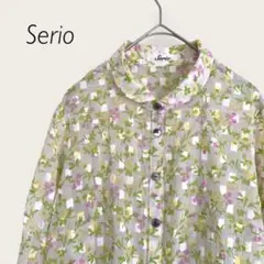 【1点物】花柄 ブラウス シャツ 総柄 透け感 羽織り 華やか