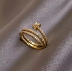 268 指輪 ゴールド 釘型リング czダイヤモンド アクセサリー ジュエリ