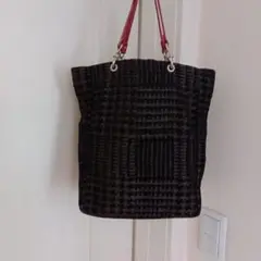 黒と赤のチェックトートバッグ unjour unsac　フランス製　美品