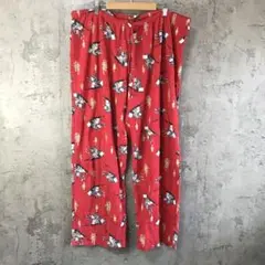 Y5559古着　柄パンツ　パジャマパンツ　赤　90s Y2K