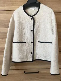 アイボリー キルティング ノーカラージャケット　ZARA S 新品未使用