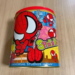 スパイダーマン スチール缶 ユニバーサルスタジオジャパン 赤 空き缶