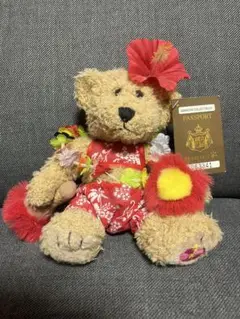 ハワイアンスタイル くまのぬいぐるみ パスポート付き BEARFOOT 美品