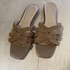 PLST プラステ　ブラウン ストラップフラットサンダル　Mサイズ