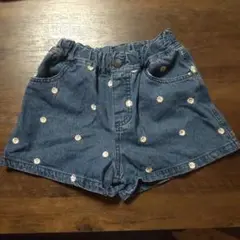 花柄刺繍デニムショートパンツキッズ・140センチ