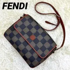 【希少市松模様 FENDI】ショルダーバッグ PVC ブラウン ペカン柄