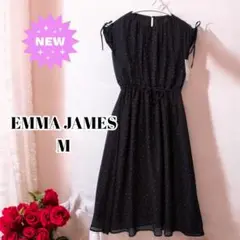 新品 M シフォン ドット ワンピース レディース エマジェイムス ブラック