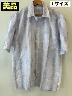 中古　美品　大特価　JENNIFERCLUB 爽やか　半袖シャツ L ダマスク柄